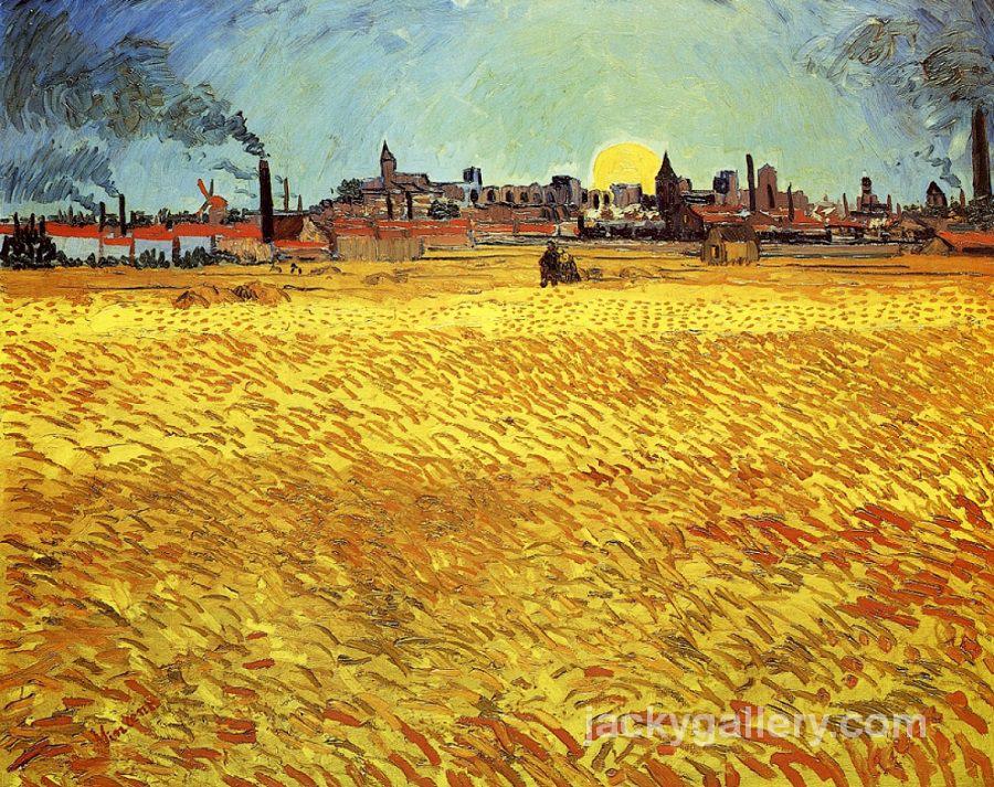 Sunset at Wheat Field, Van Gogh painting